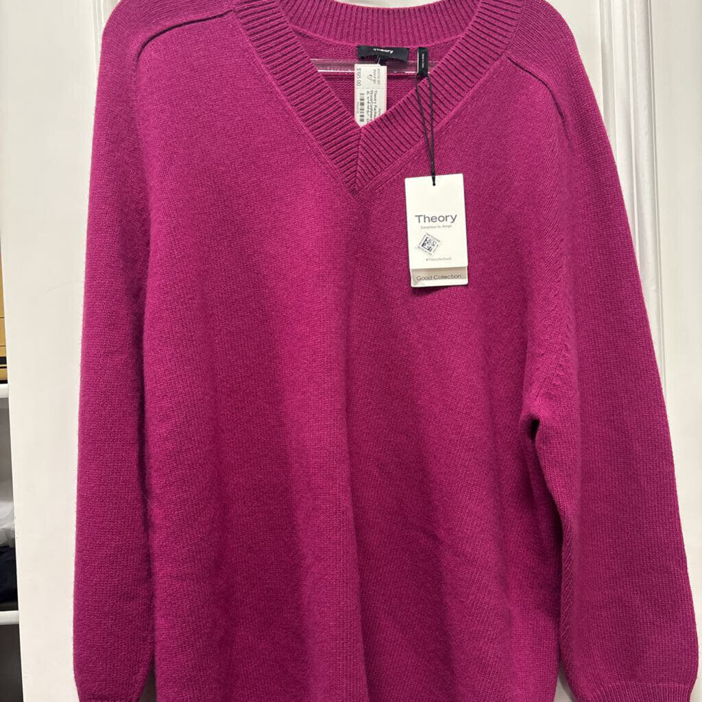 Fuchsia Wool/Cashmere V Neck Sweater (NWT)