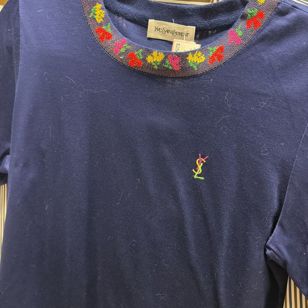 Blue Embroidered Tee