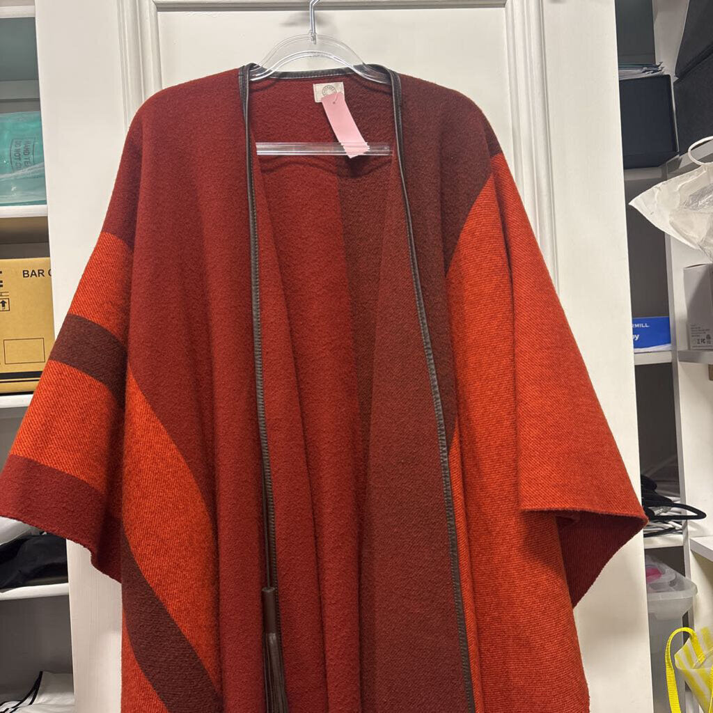 Orange Wool/Cashmere Poncho