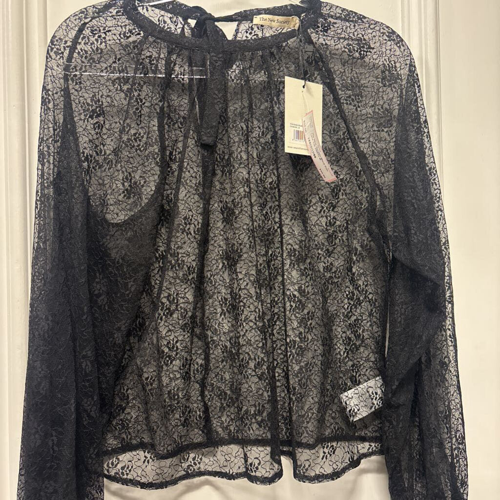 Black Poly Lace Top (NWT), M
