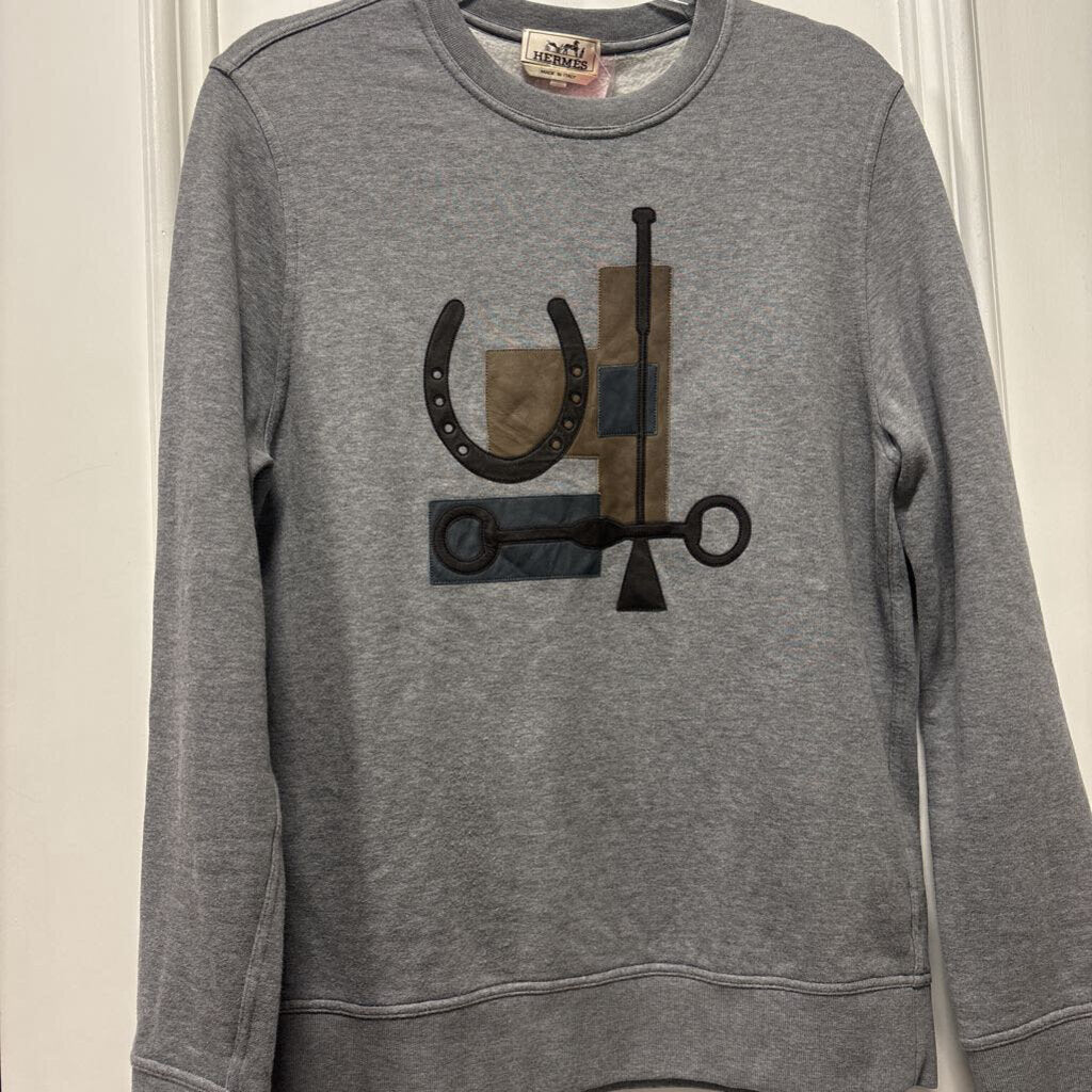 Gray Cotton Horse Equipment Sweatshirt