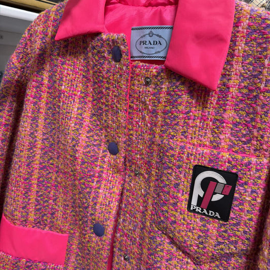 2018 Pink Wool Blend Tweed Jacket