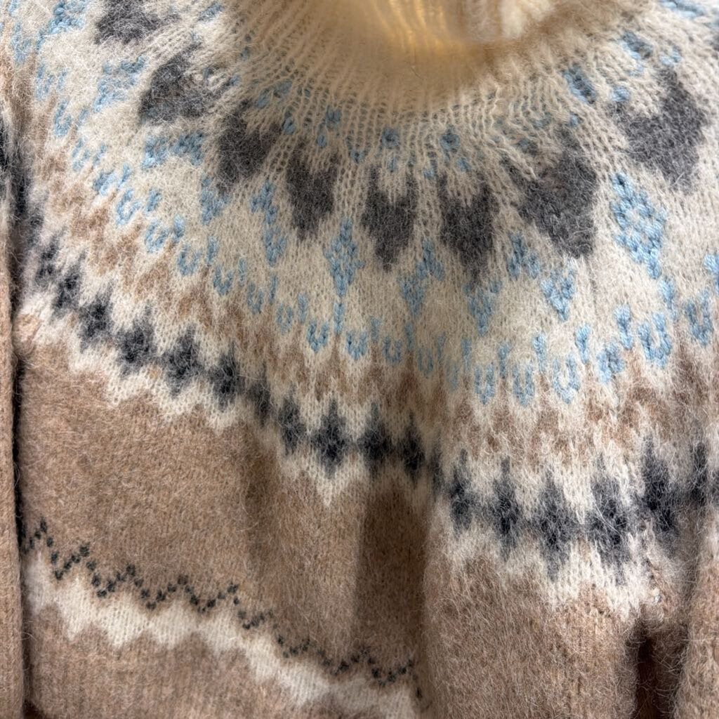 Taupe/Cream Alpaca Fair Isle Sweater