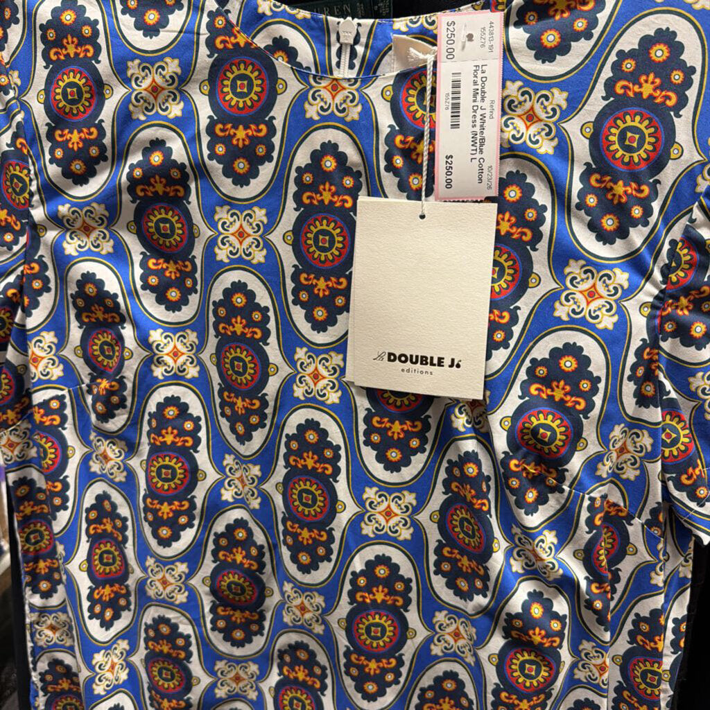 White/Blue Cotton Floral Mini Dress (NWT)