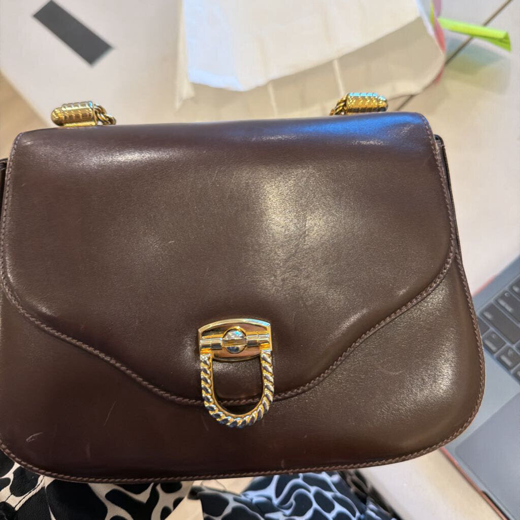 Brown Box Gold Twist Chain Bag