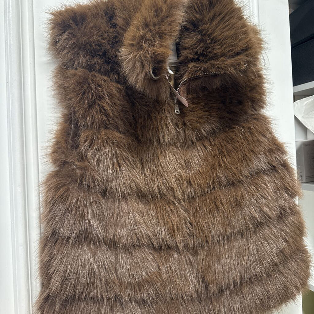 Brown Poly Faux Fur Vest
