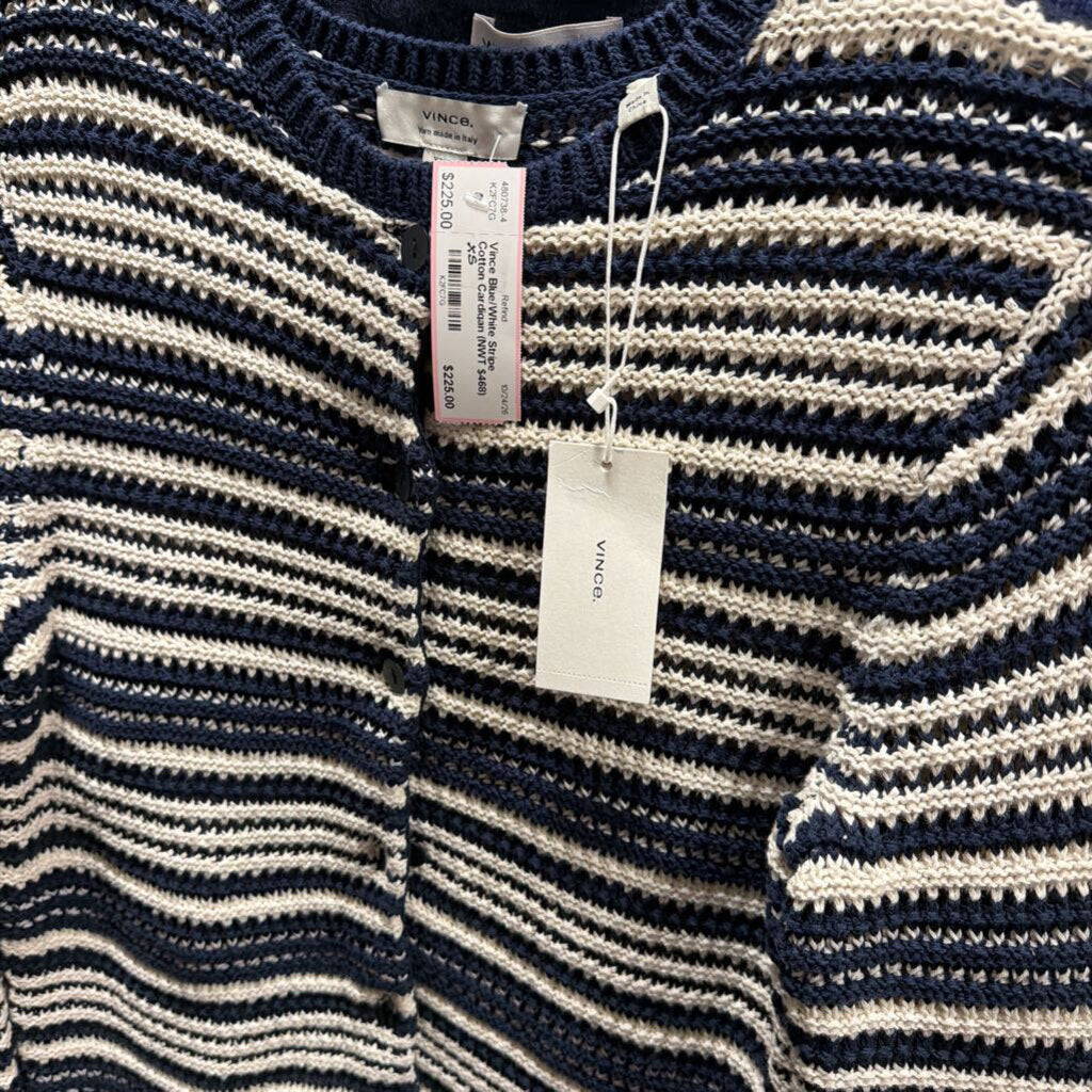 Blue/White Stripe Cotton Cardigan (NWT $468)