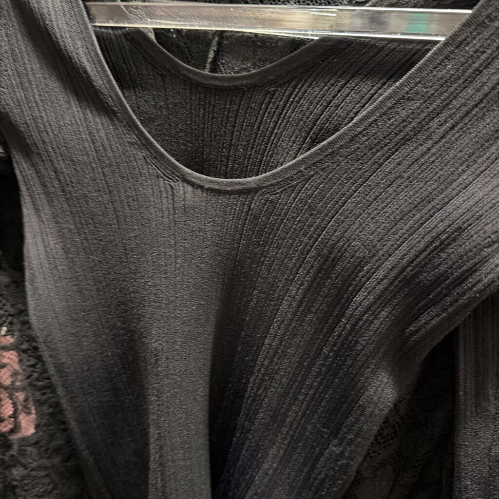 Black Visocse/Poly Ribbed Top