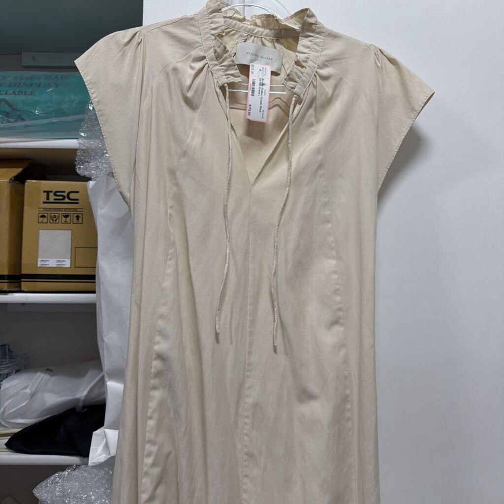 Cream Wool SS Midi Dress