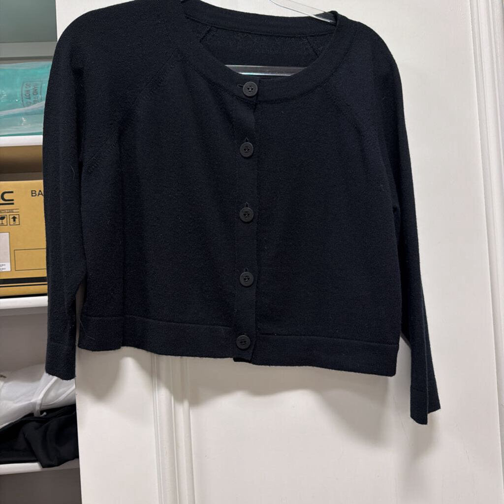 Black Cashmere Cropped Cardigan
