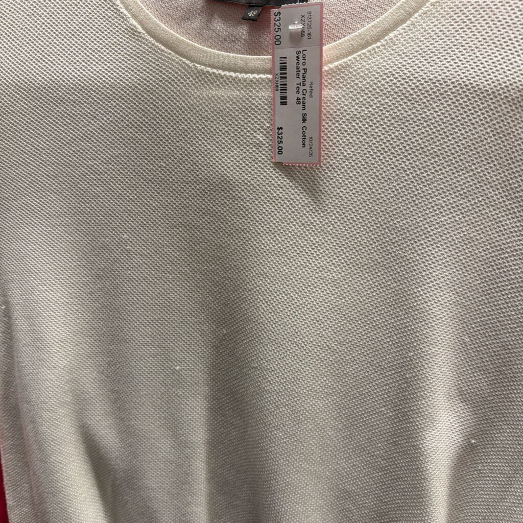 Cream Silk Cotton Sweater Tee