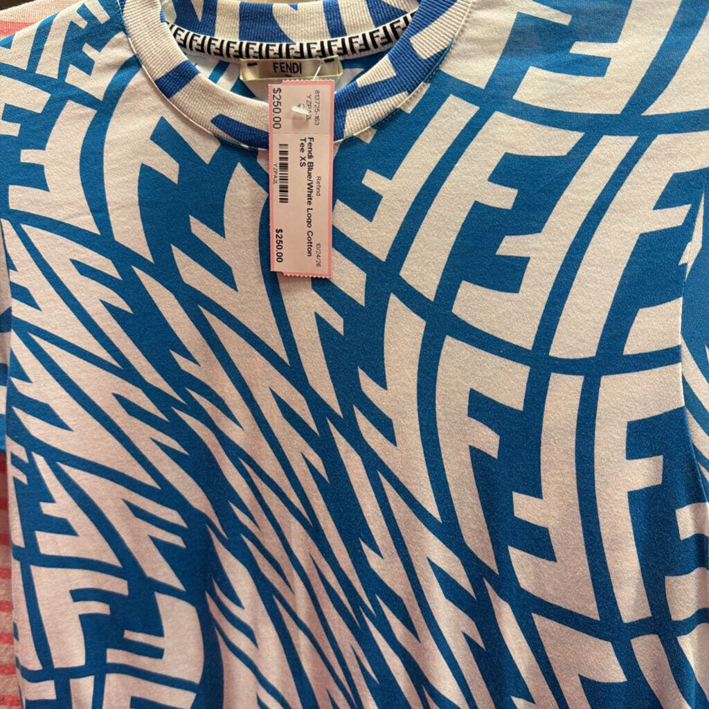 Blue/White Logo Cotton Tee
