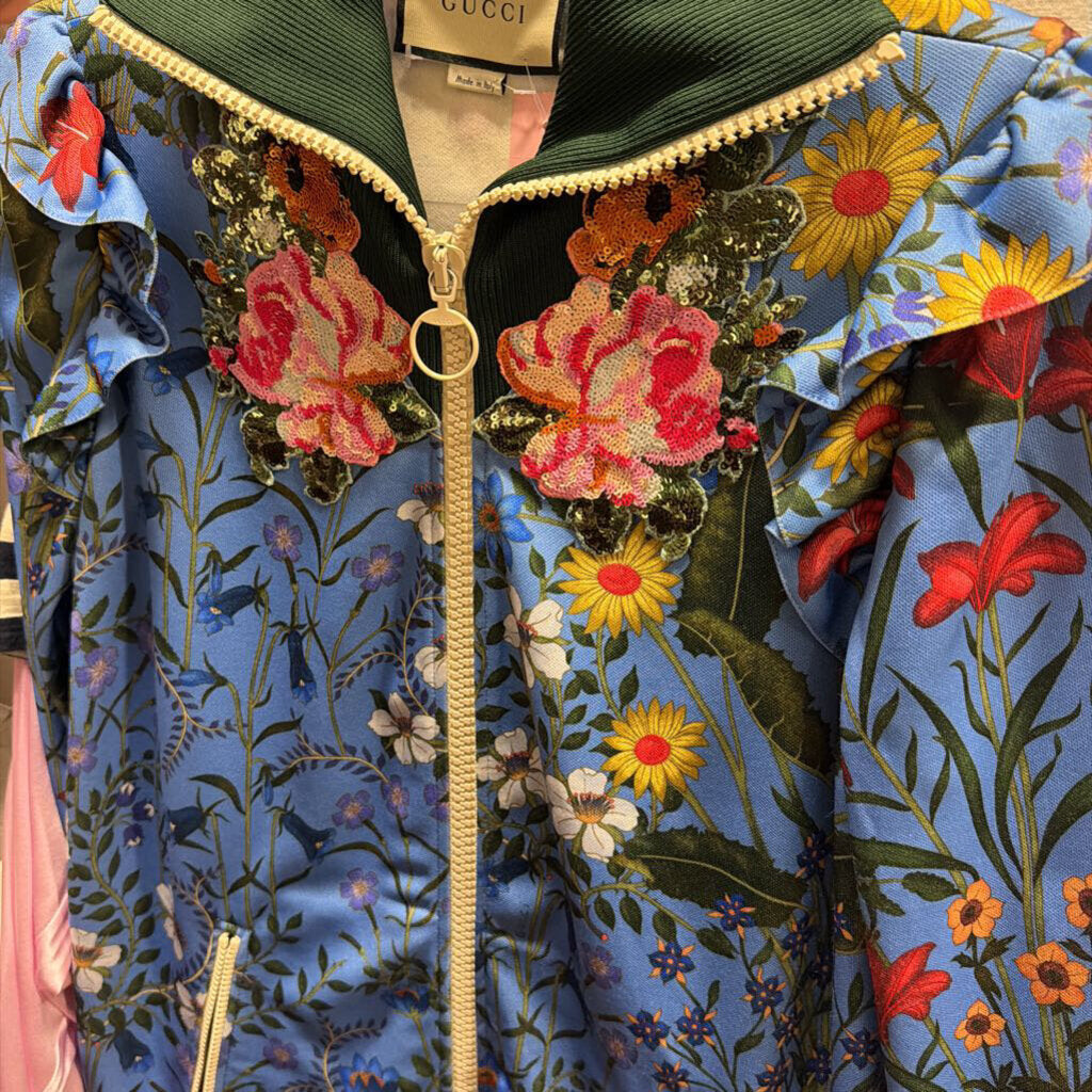Blue/Multi Floral Poly/Cotton Jacket