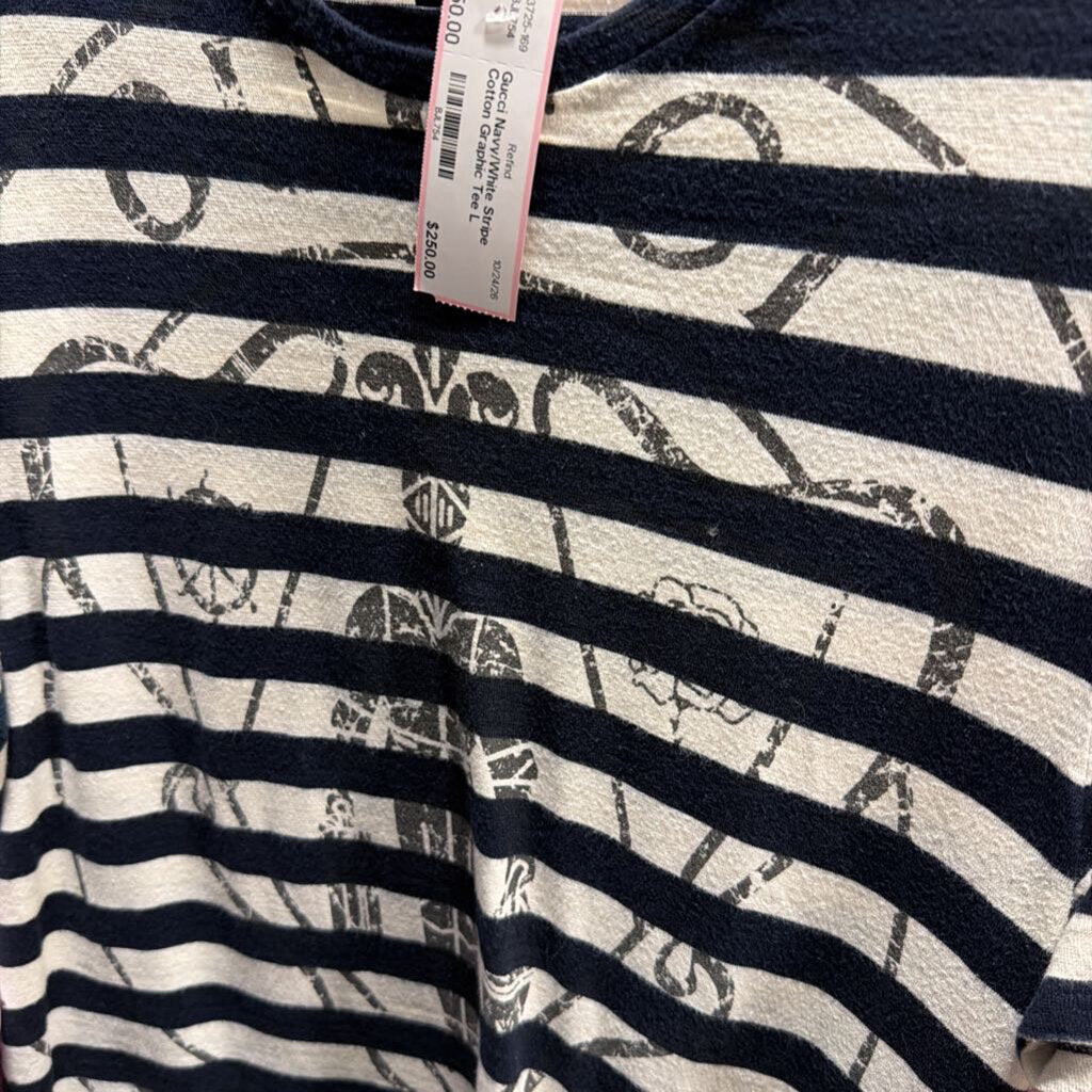 Navy/White Stripe Cotton Graphic Tee