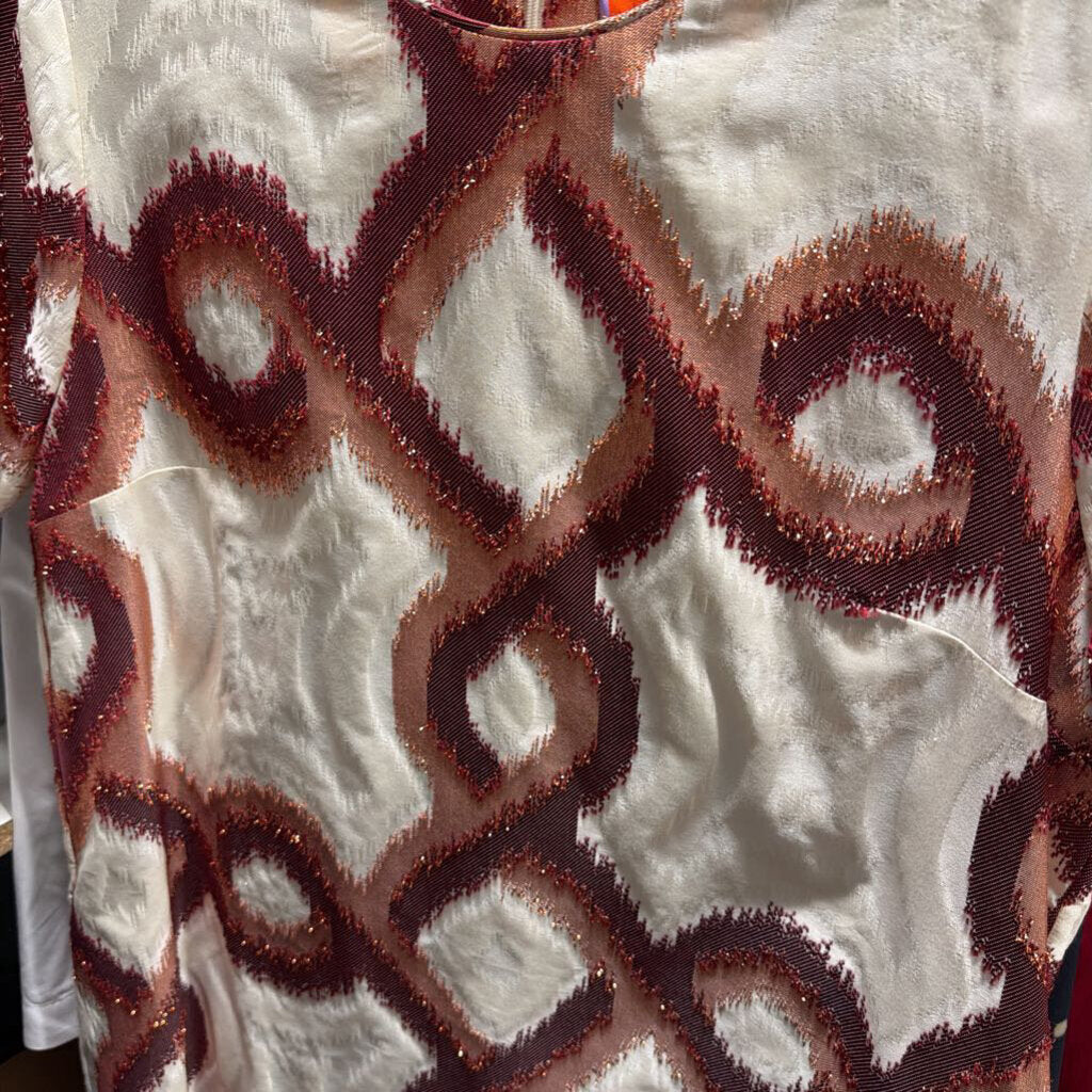White/Red Poly Cotton Patterned Dress