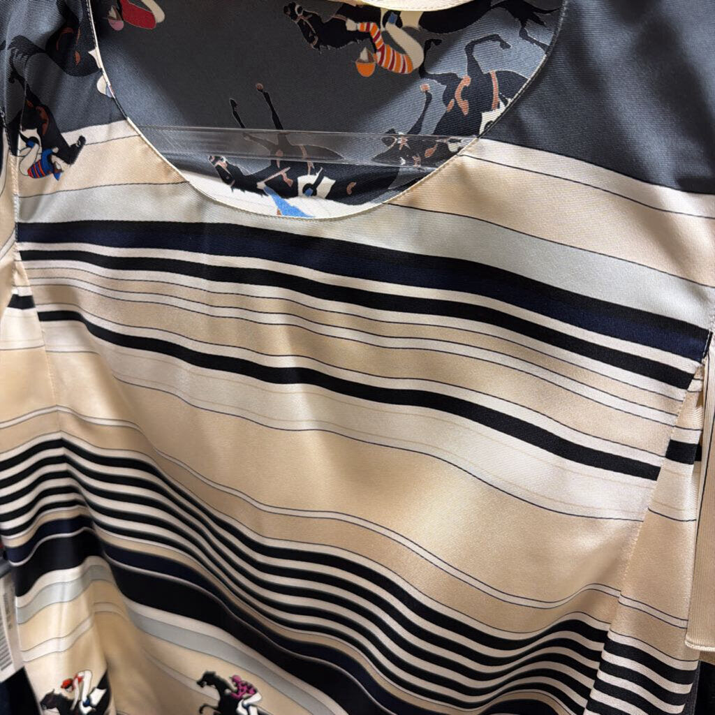 Cream/Black Stripe Horse Race Silk Tee