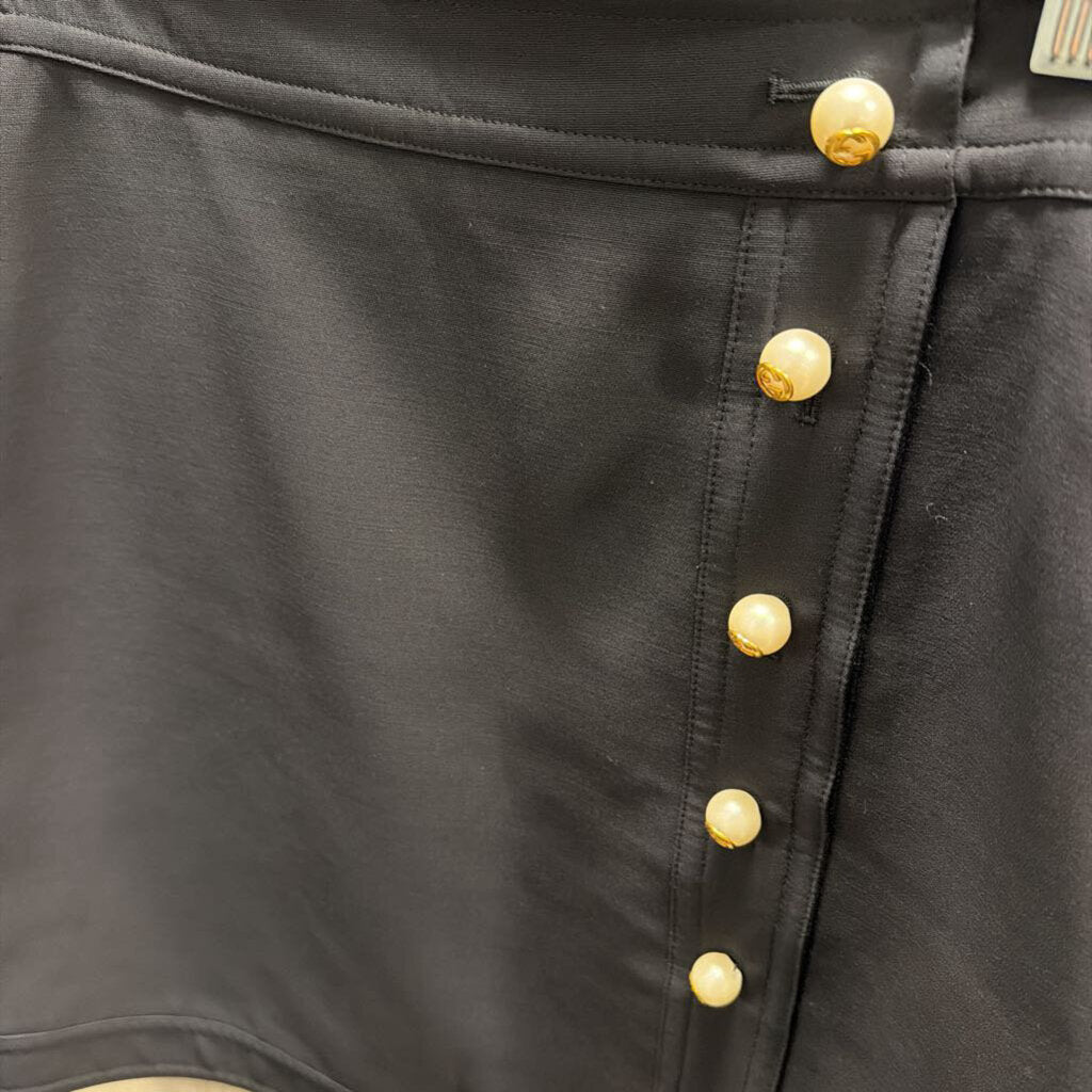 2016 Black Wool/Silk Pearl Button Skirt