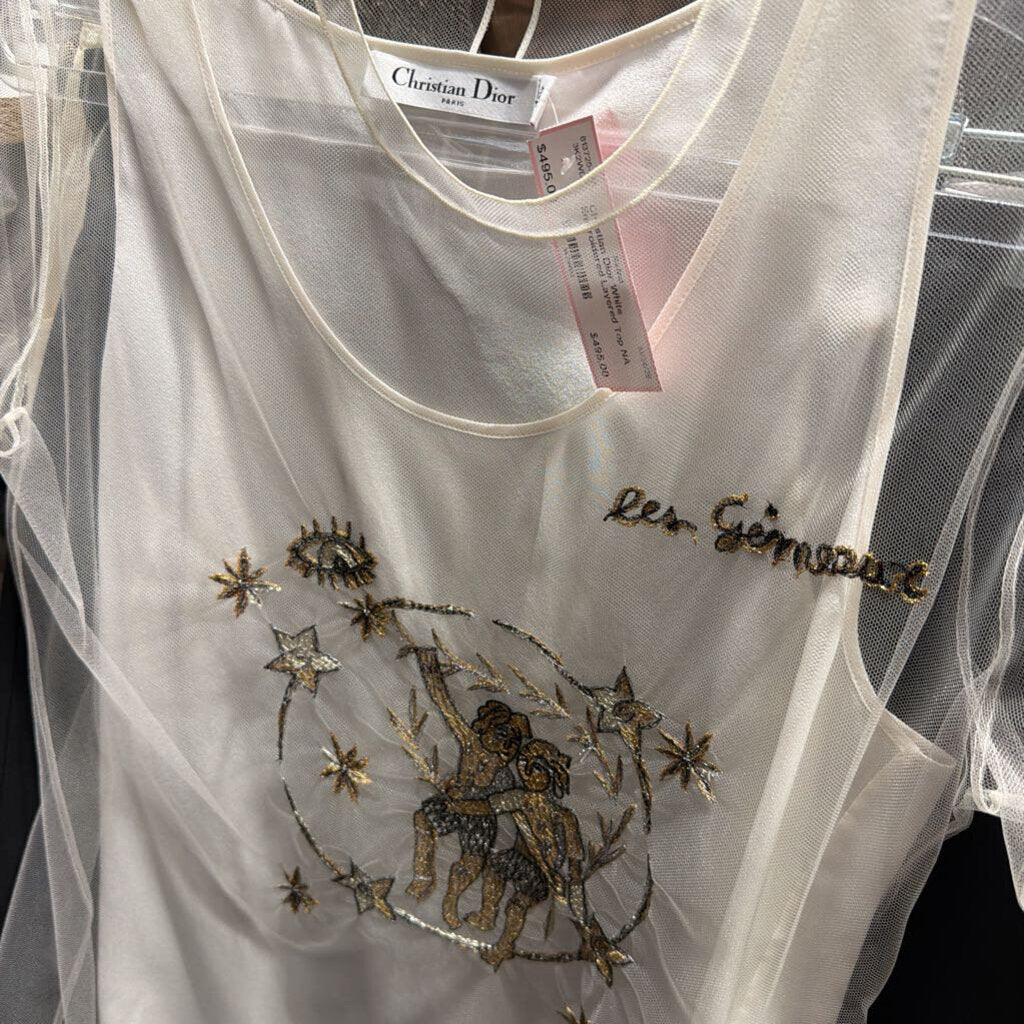 White Embroidered Layered Top