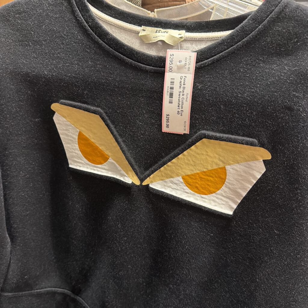 Black Cotton Eye Graphic Sweatshirt