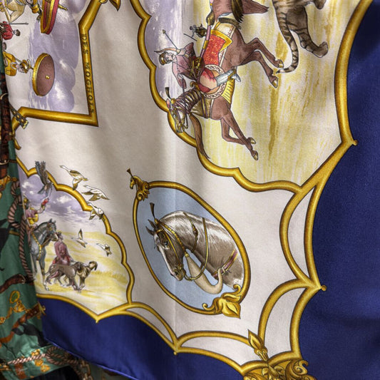 White/Blue Silk Scarf