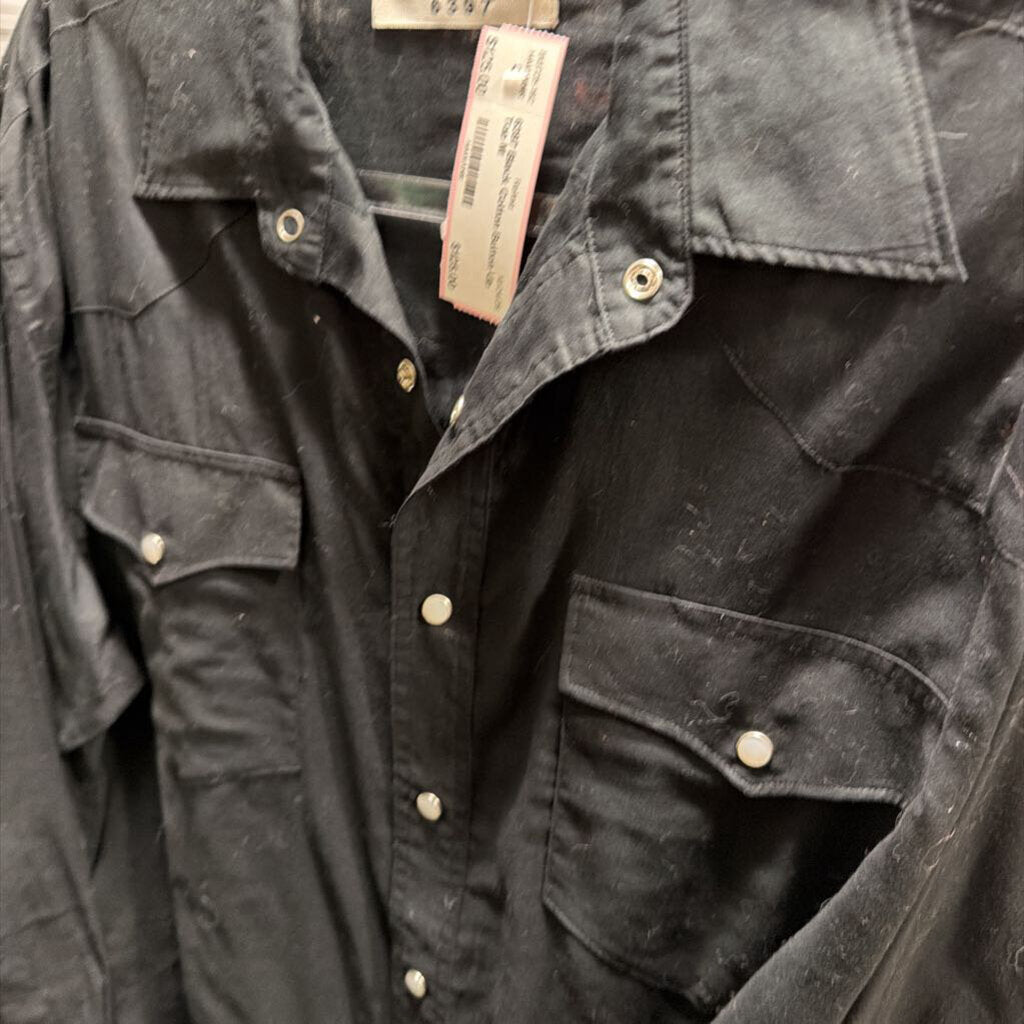 Black Cotton Button Up Top