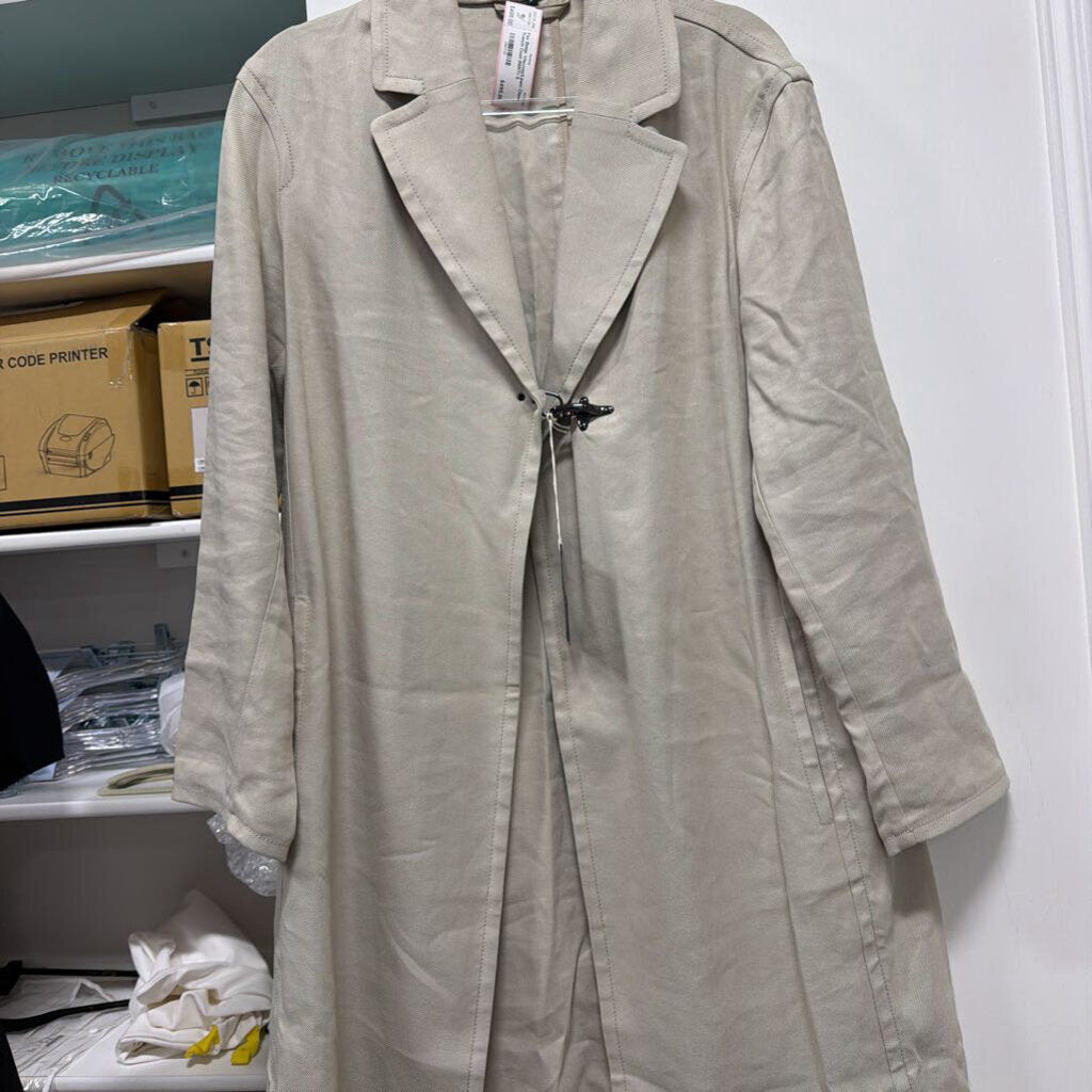 Beige Viscose/Linen Clasp Trench Coat (NWT)