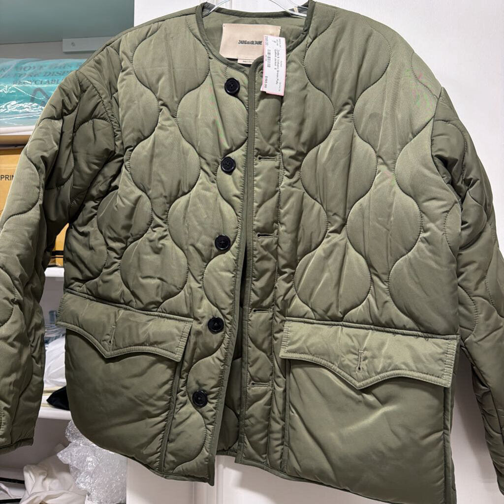 Green Poly Quilted Jacket