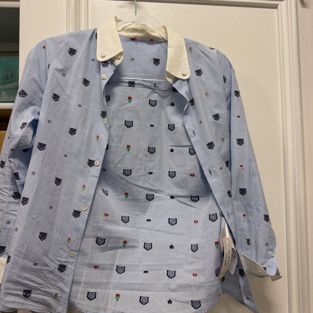 Blue Cotton Embroidered Shirt