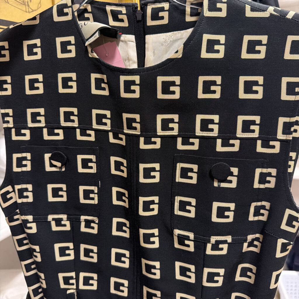 Black Viscose/Cotton Monogram Mini Dress
