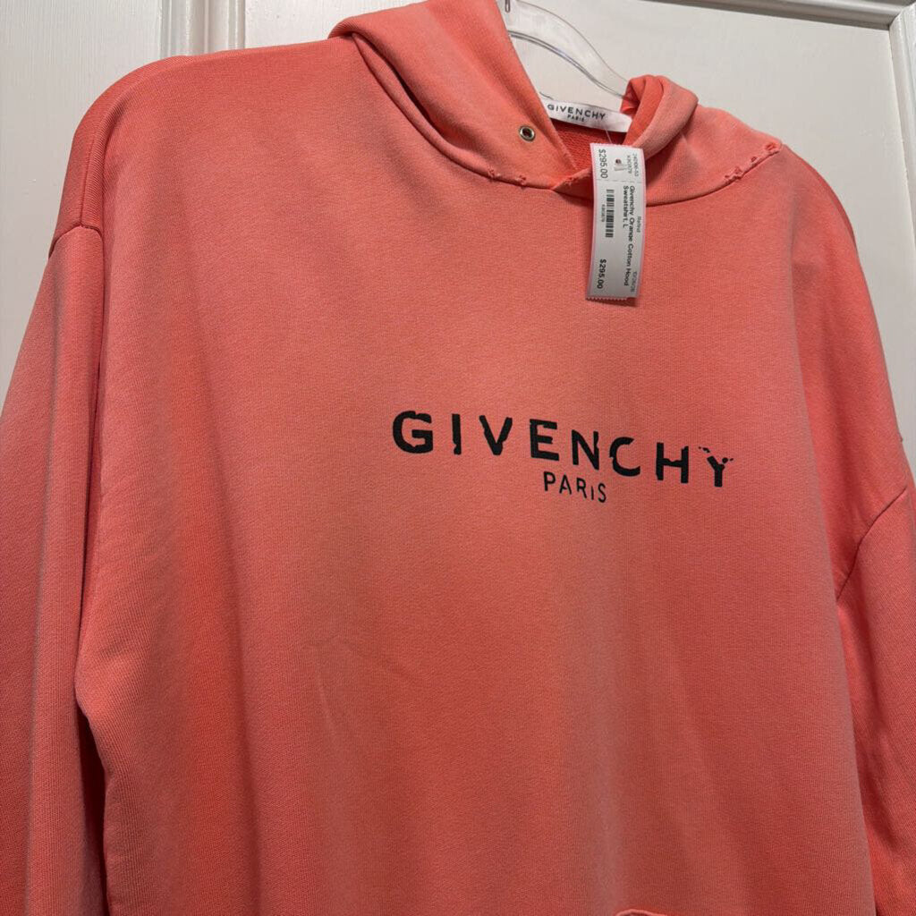Orange Cotton Hood Sweatshirt, L
