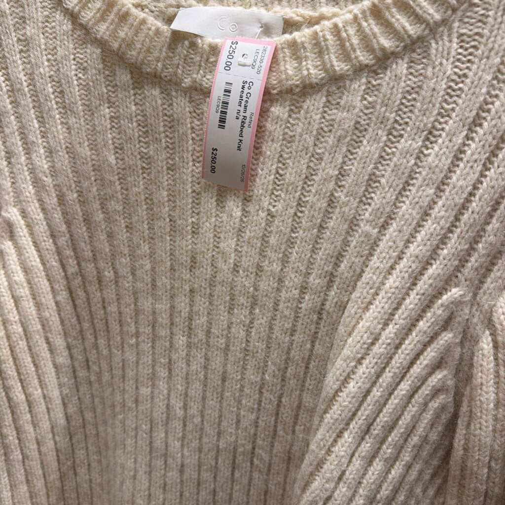 Cream Ribbed Knit Sweater