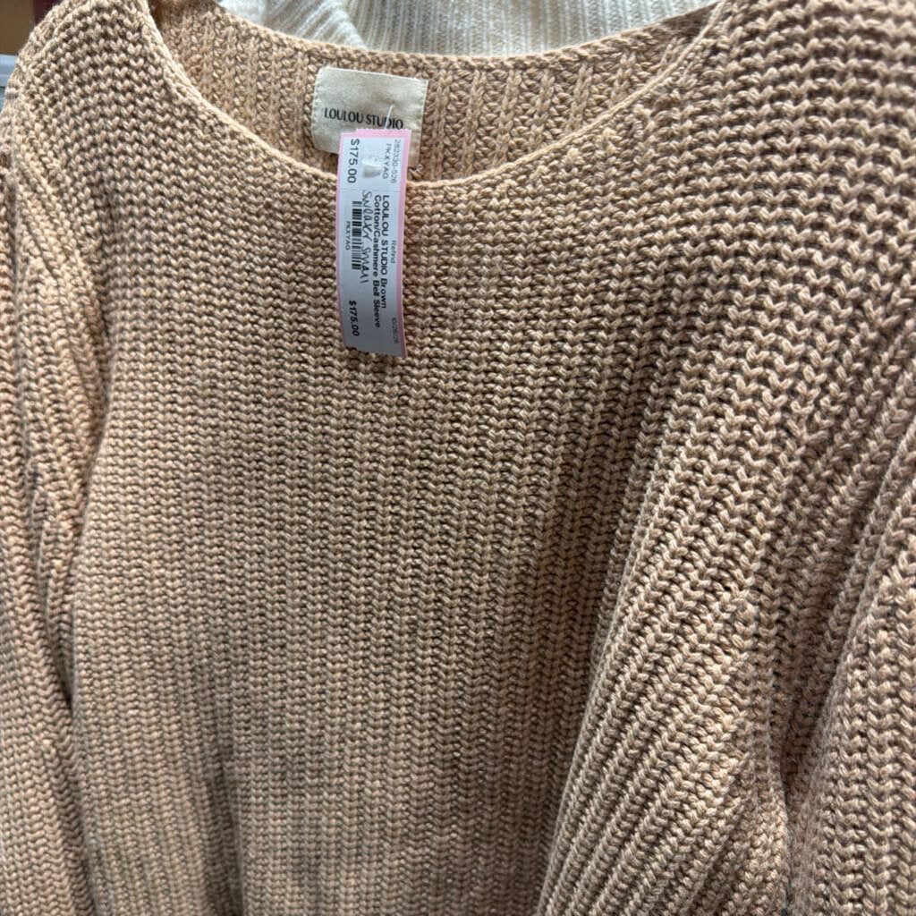 Brown Cotton/Cashmere Bell Sleeve Sweater