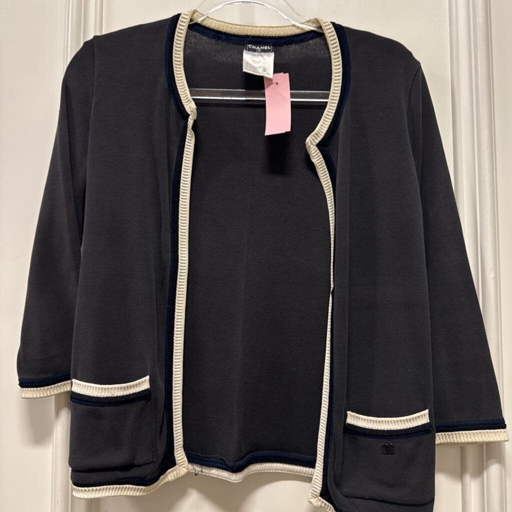 06 Black Cotton Cardigan Sweater (as is)