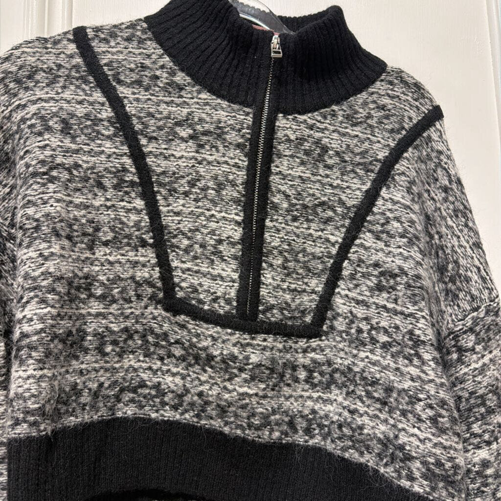 Grey Nylon/Alpaca Cropped Sweater