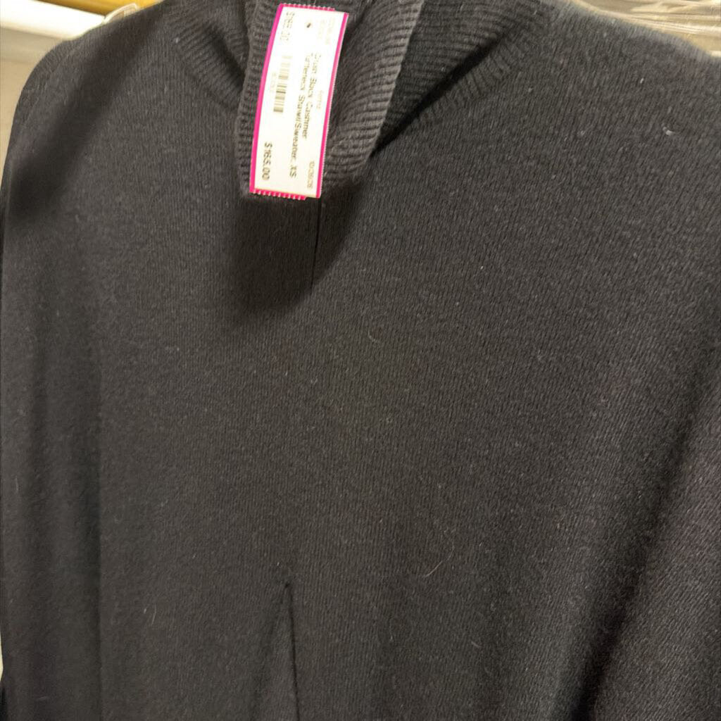 Black Cashmer Turtleneck Shawl/Sweater, XS