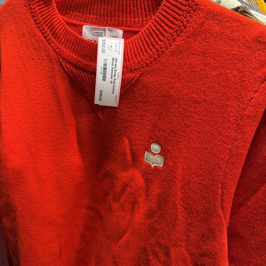 Red Cotton Blend Sweater