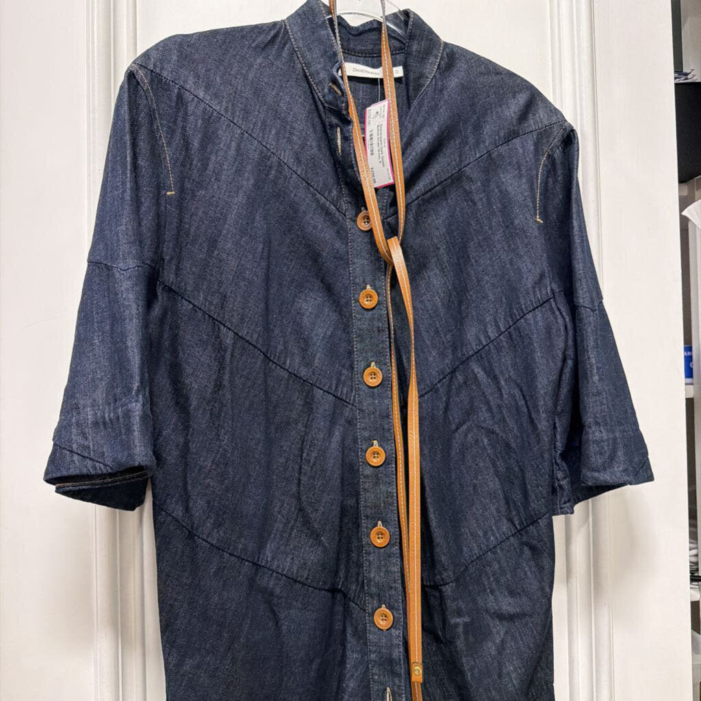 Dark Denim Button Down Dress, 0