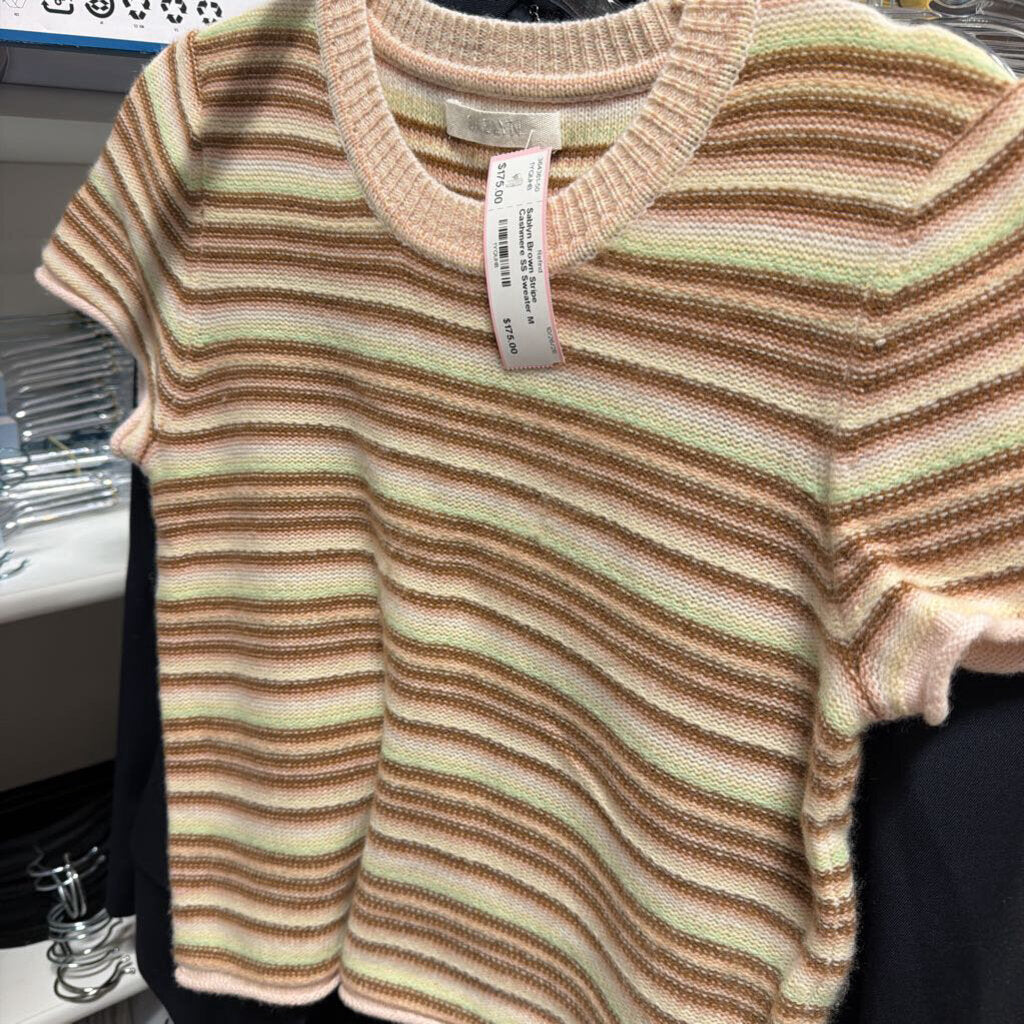 Brown Stripe Cashmere SS Sweater