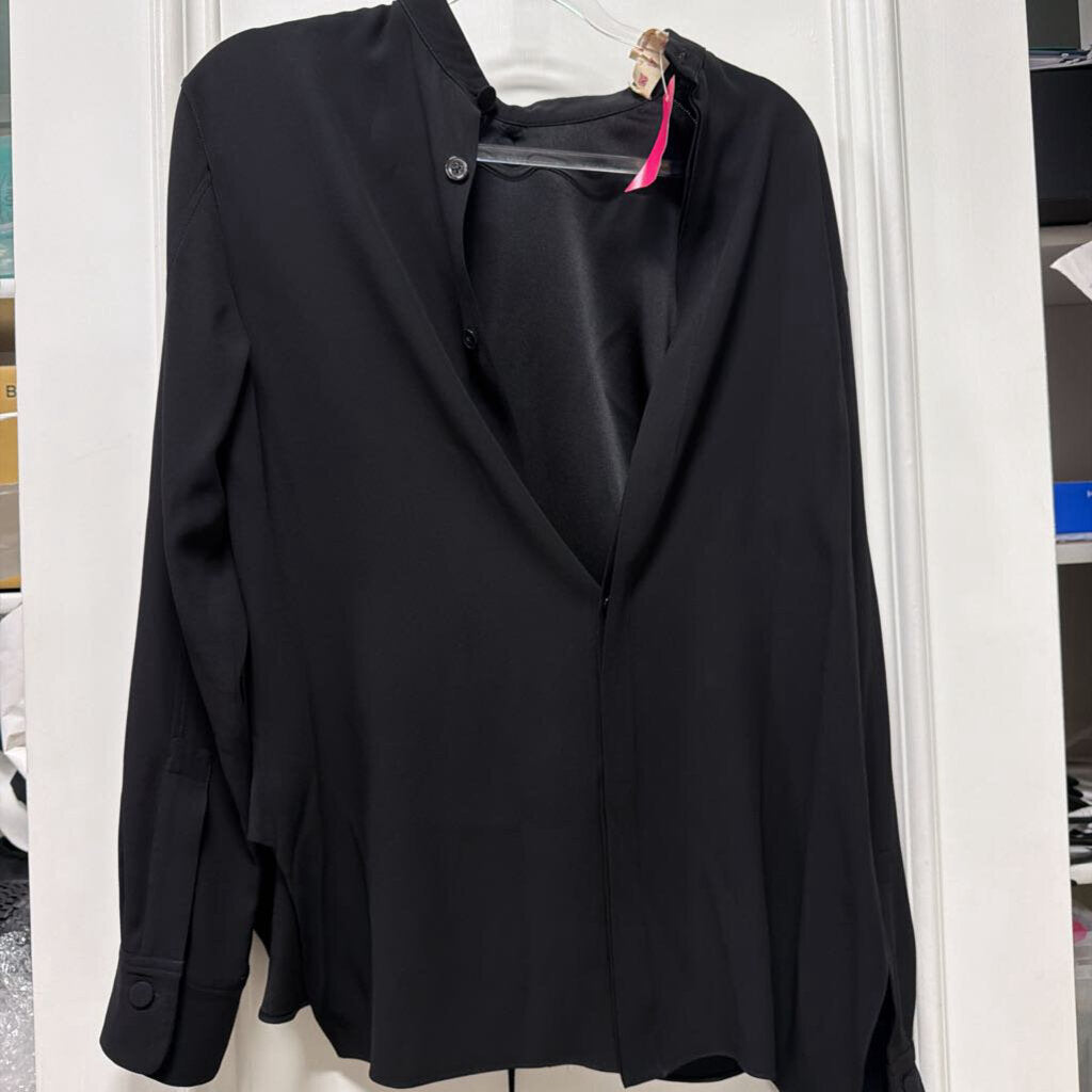 Black Viscose Blend Top w Crystal Bow, 40