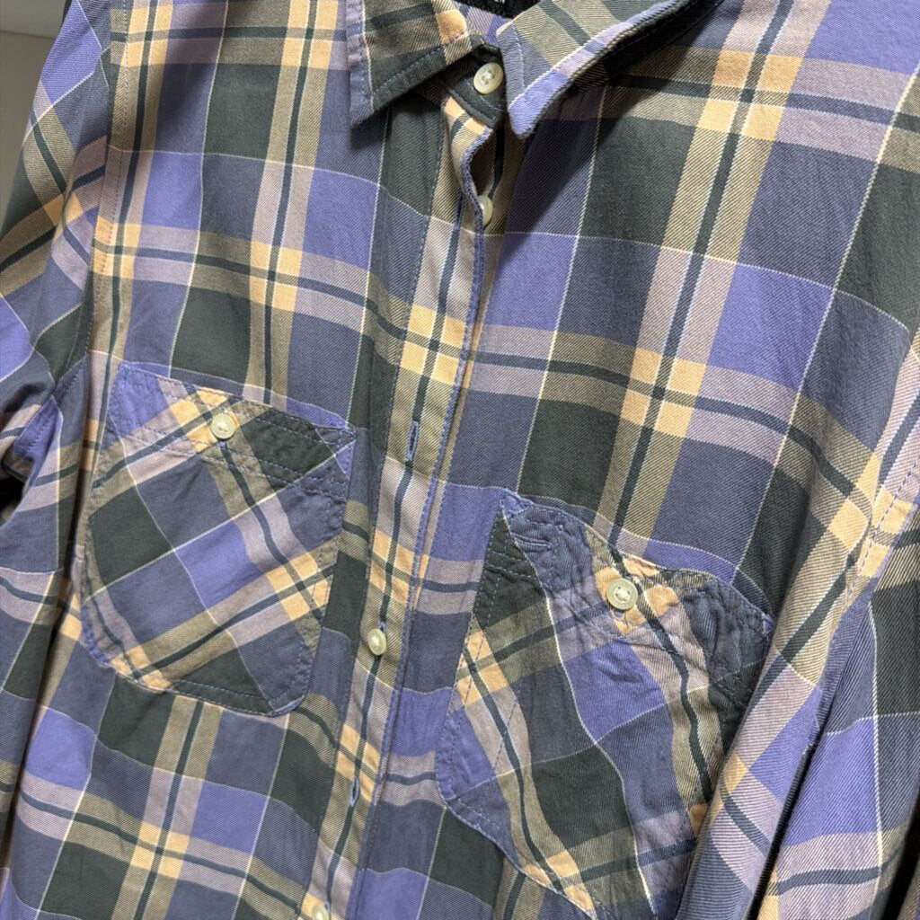 Blue/Green Plaid Button Up Top