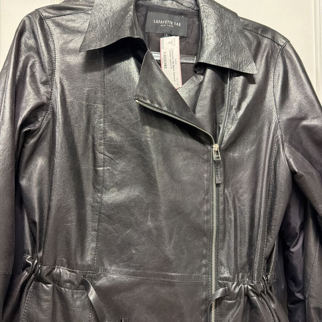 Black Cinched Leather Jacket