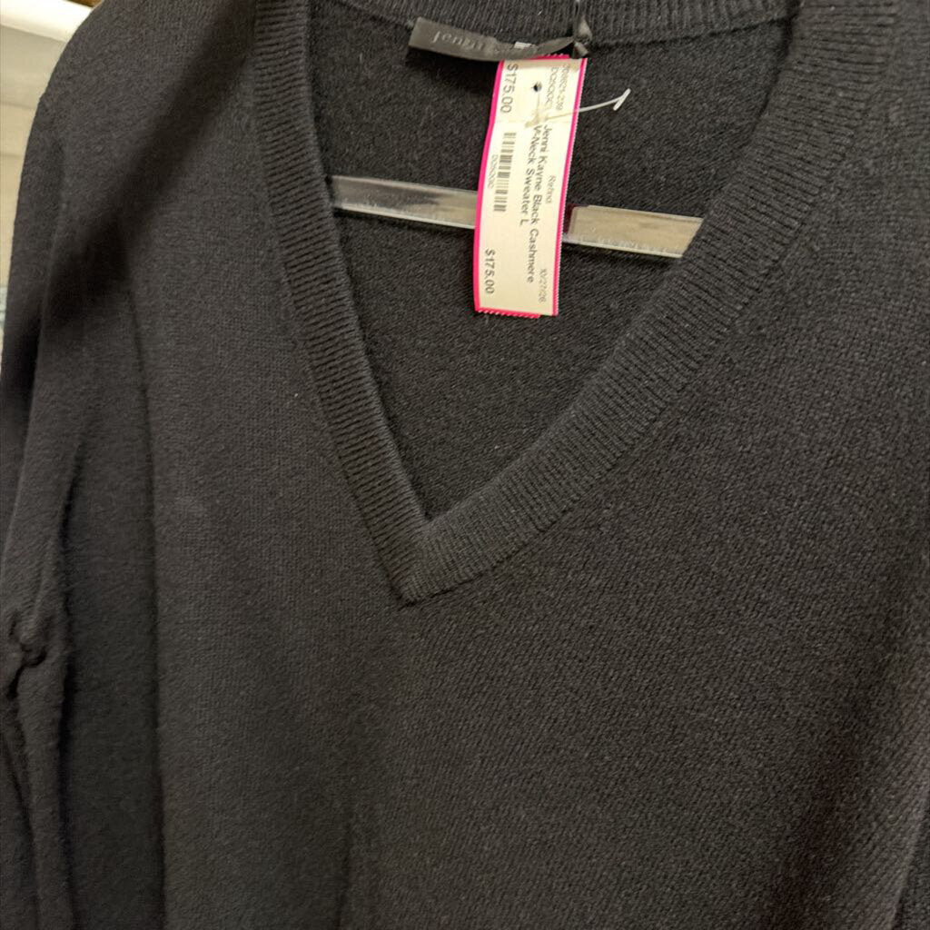 Black Cashmere V-Neck Sweater