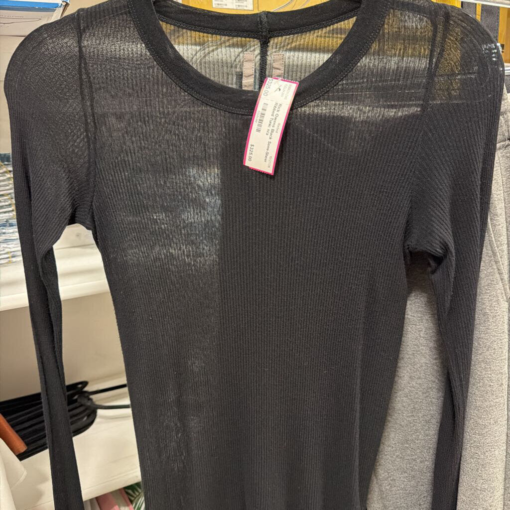 Black Semi-Sheer Ribbed Tunic