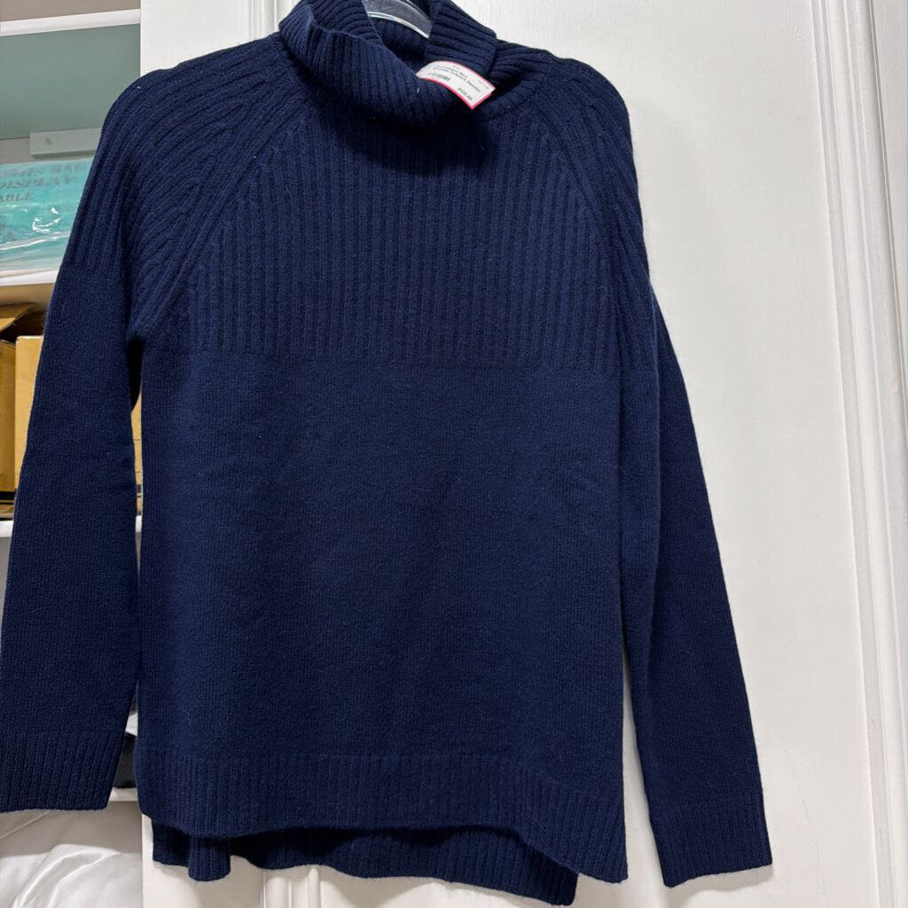 Navy Wool/Cash Turtleneck Sweater