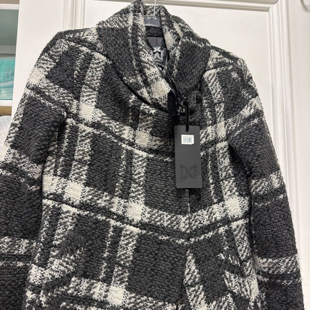 Black/White Plaid Poly/Wool Blend Coat (NWT)