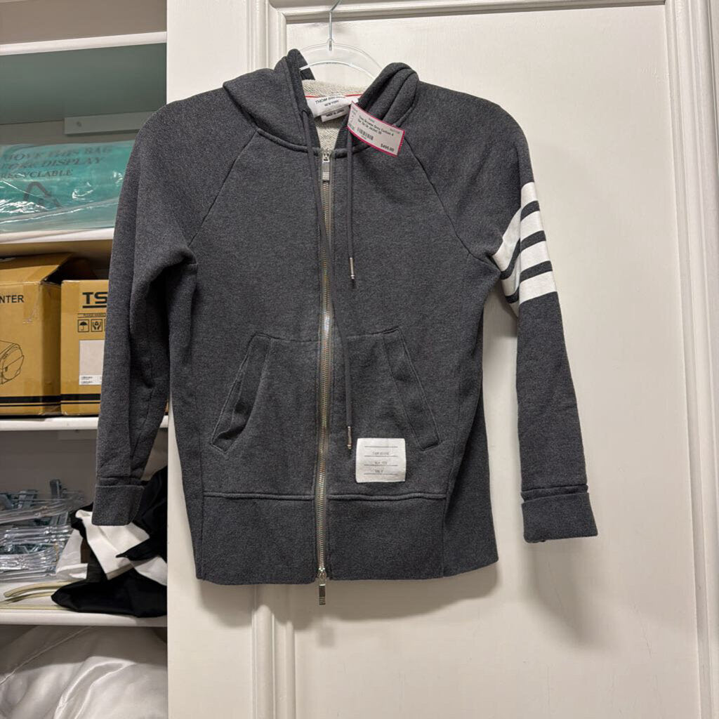 Grey Cotton 4 Bar Zip Up Jacket