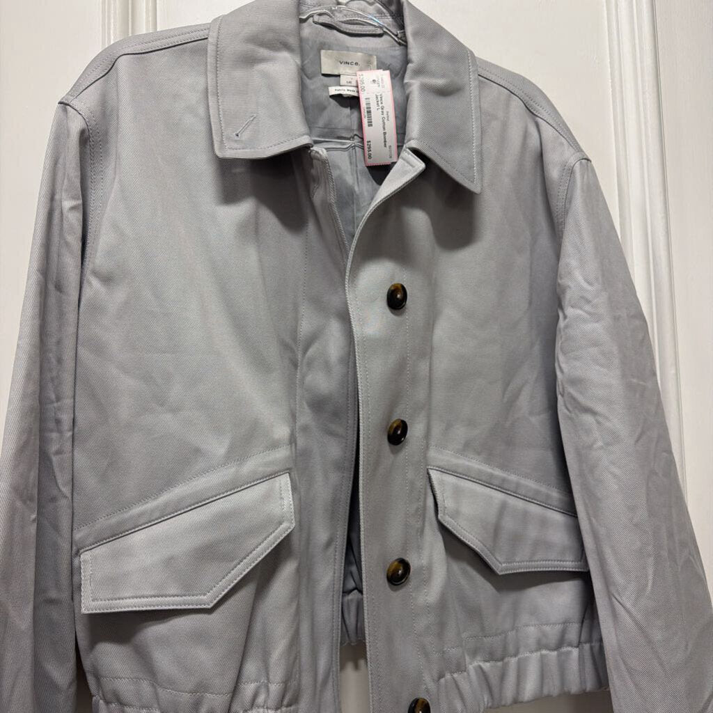 Gray Cotton Bomber Jacket