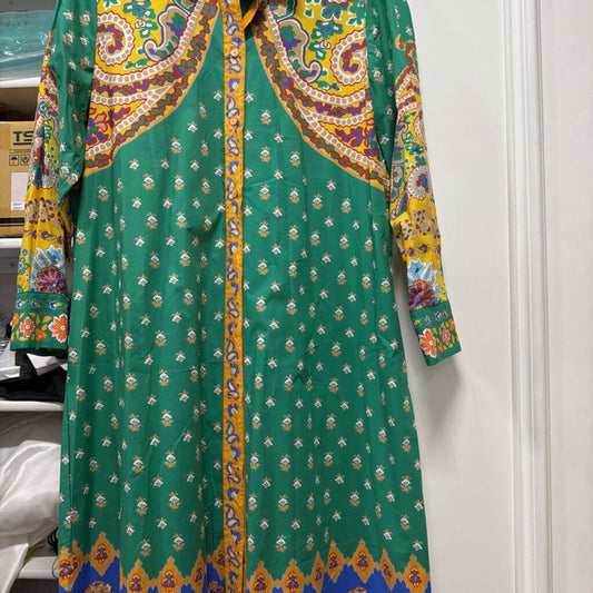 Green Printed Maxi Dress