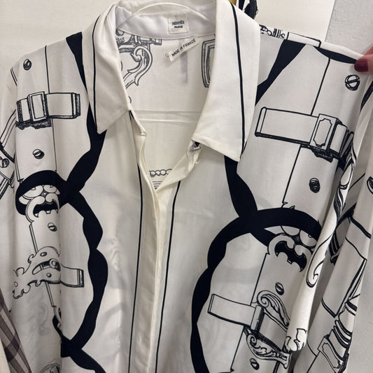White/Black "Ferronnerie Remix" Silk Dress