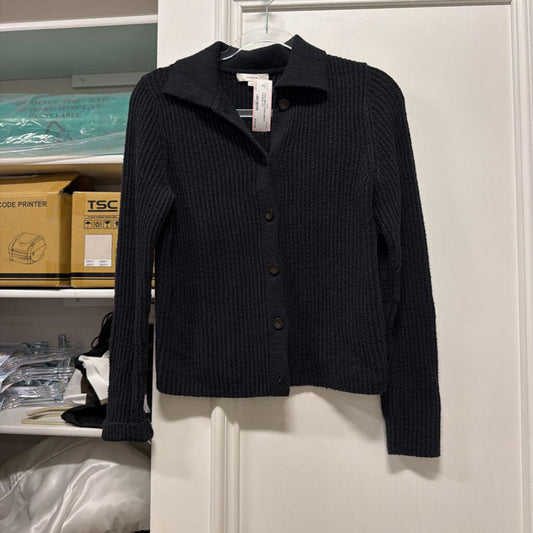 Black Cotton Blend Cardigan